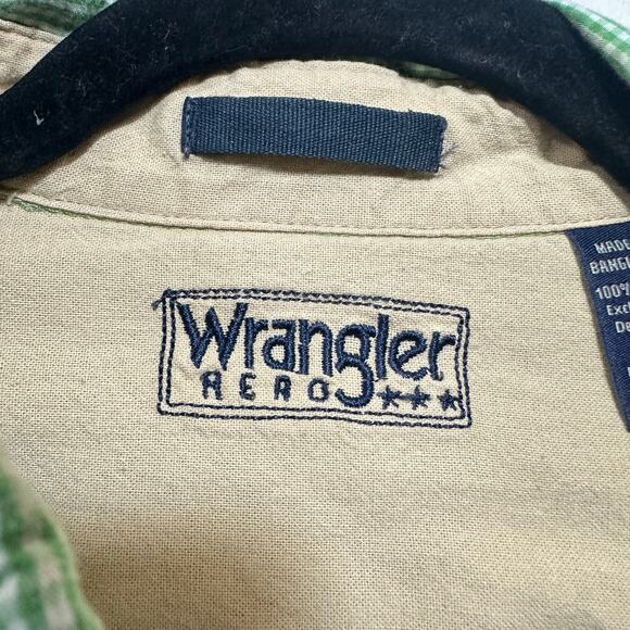 Wrangler Hero Green Check Men's Short Sleeve Buttoned Shirt Size XL‎ Large Woven - Picture 10 of 12